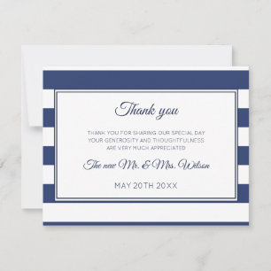 Navy stripes thank you card