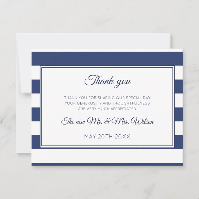 Navy stripes thank you card (Front)