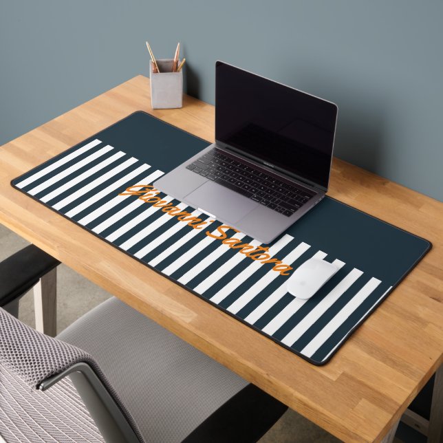 Navy Stripes | The Modern Gentleman's Monogram Desk Mat (Office 2)
