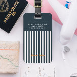 Navy Stripes | The Modern Gentleman's Monogram Luggage Tag<br><div class="desc">Add your contact information to the back or choose to remove. The pinstripes navy suit is a classic men’s wardrobe staple. Throw in a splash of orange for a modern take on this aesthetic to stand out from the crowd. Stripes remain just as popular today as they have been for...</div>