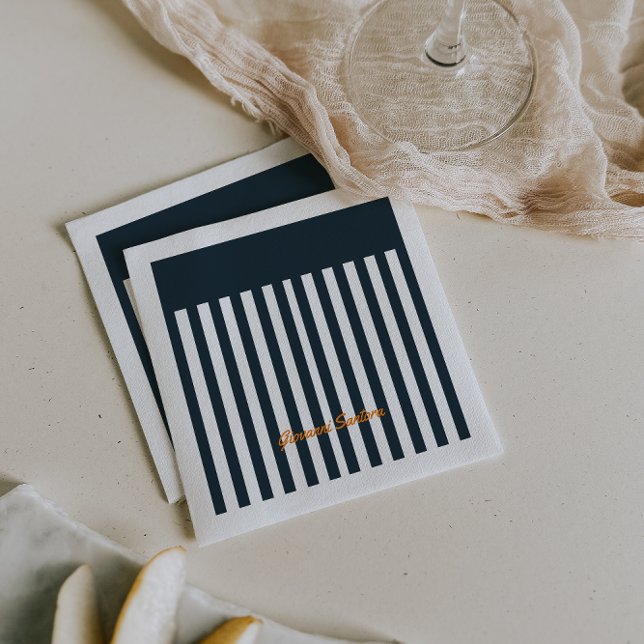 Navy Stripes | The Modern Gentleman's Monogram Napkin (Creator Uploaded)