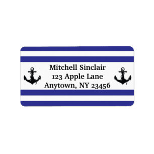 Navy Stripes with Anchors Label