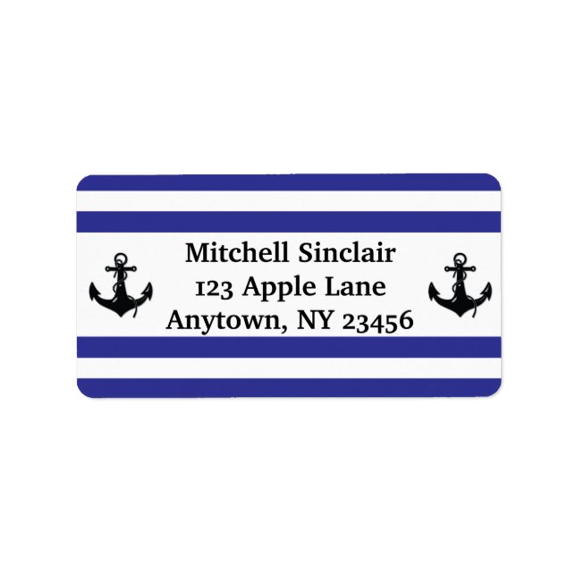 Navy Stripes with Anchors Label (Front)