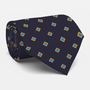Navy Sun Sky Blue  Diamond Polka Dot Pattern Tie
