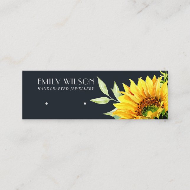 NAVY SUNFLOWER AUTUMN STUD EARRING DISPLAY CARD (Front)