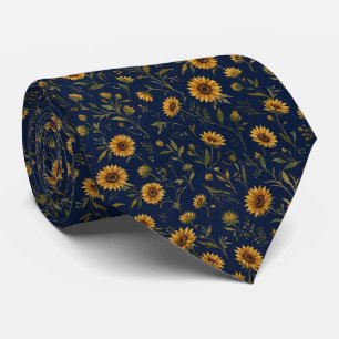 Navy Sunflower Tie