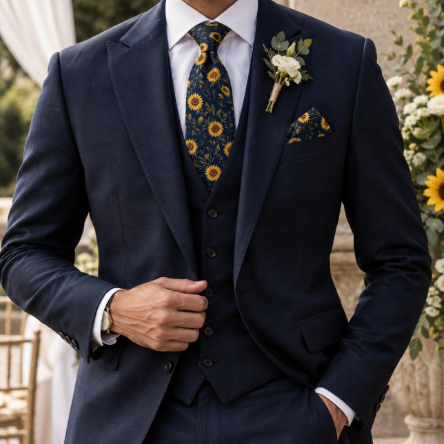 Navy Sunflower Tie (Creator Uploaded)
