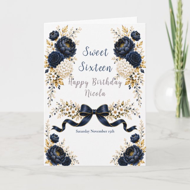 Navy Sweet Sixteen Card (Front)