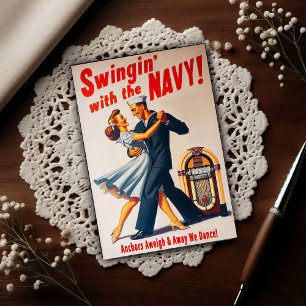 Navy Swing Dance Night Delight Postcard