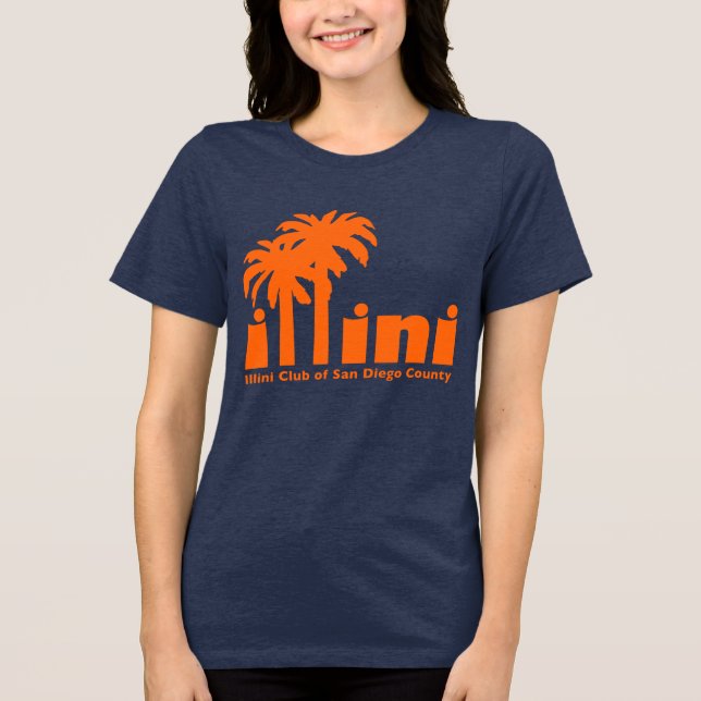 Navy T-shirt with San Diego Illini Logo Tri-Blend Shirt (Front)