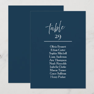 Navy Table Seating Chart Sign