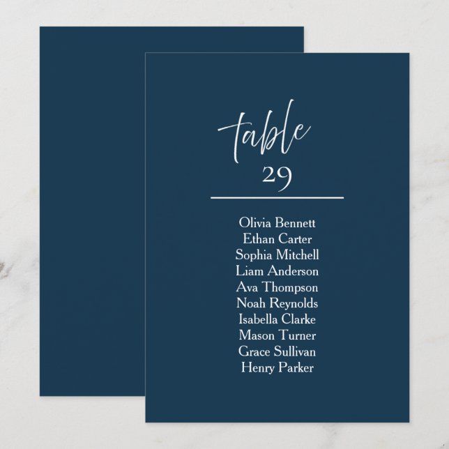 Navy Table Seating Chart Sign (Front/Back)