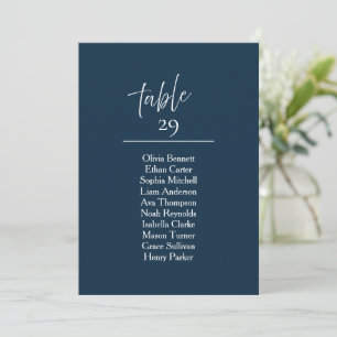 Navy Table Seating Chart Sign