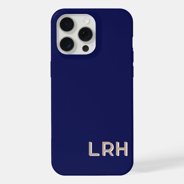 Navy Tan Minimalist Monogram iPhone Case (Back)