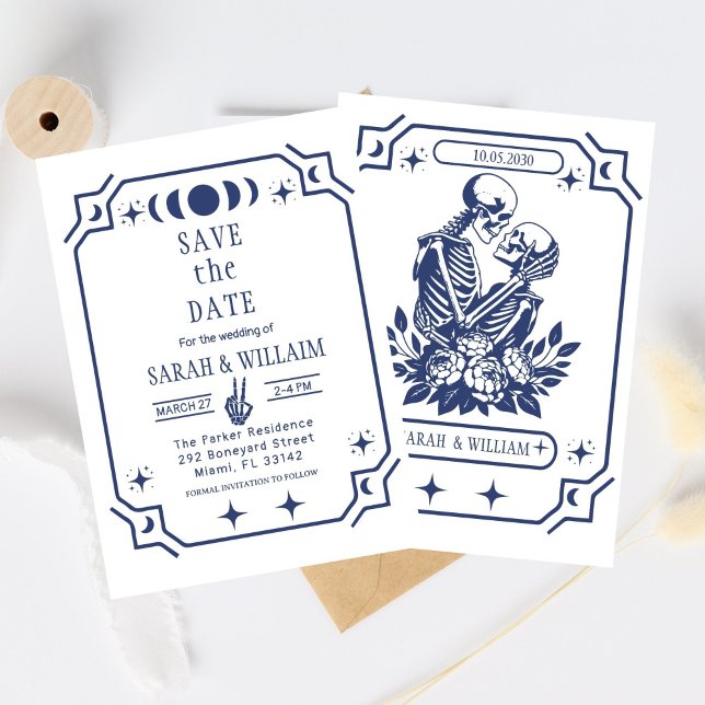 Navy tarot Goth save the date wedding Invitation (Creator Uploaded)
