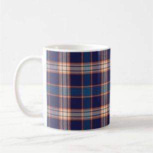Navy tartan plaid pattern coffee mug