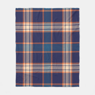 Navy tartan plaid pattern fleece blanket