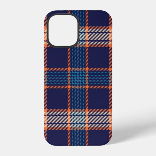 Navy tartan plaid pattern iPhone case (Back)