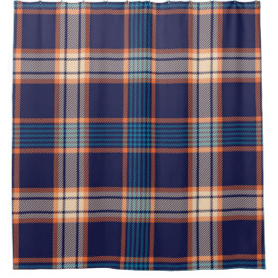 Navy tartan plaid pattern shower curtain