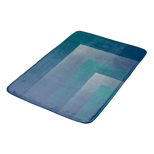 Navy teal grey bath mat (Angled)