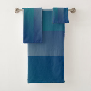 Navy teal grey bath towel set