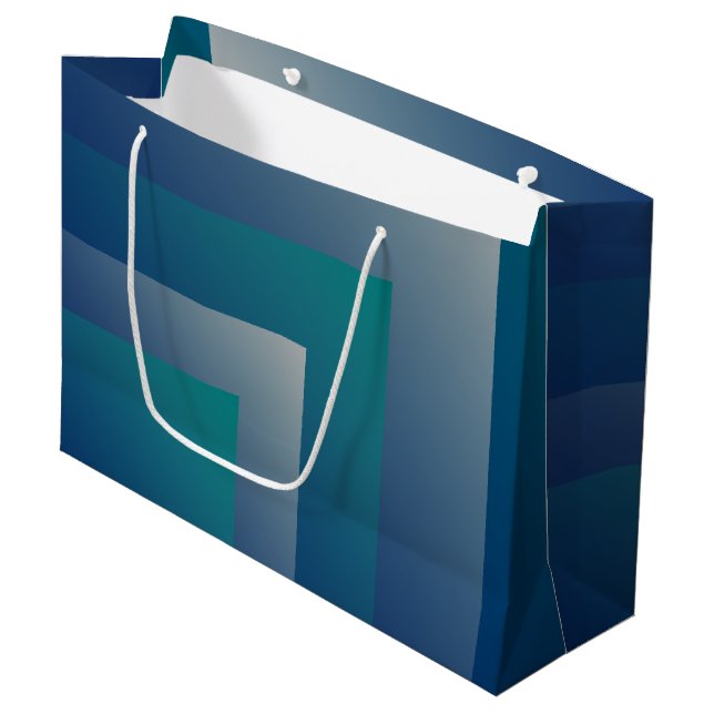 Navy teal grey large gift bag (Front Angled)