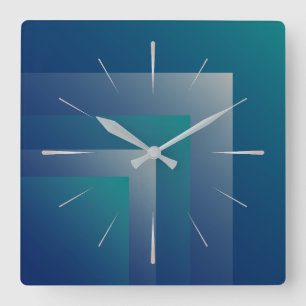 Navy teal grey square wall clock