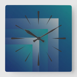 Navy teal grey square wall clock