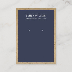 NAVY TERRACOTTA TEXTURE BORDER EARRING DISPLAY BUSINESS CARD