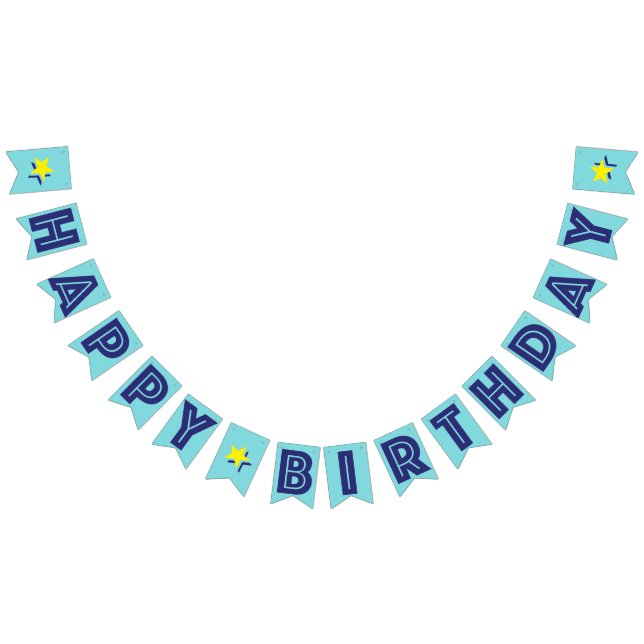 NAVY TEXT AND SOFT BLUE COLOR ☆ HAPPY ☆ BIRTHDAY ☆ BUNTING  (All)