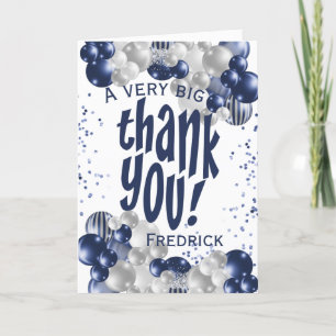 Navy Thank You Appreciation Balloons  Card