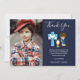 NAVY THANK YOU PHOTO 1st Communion - BOY Praying