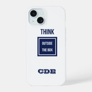 Navy think outside the box monogram iPhone 15 case