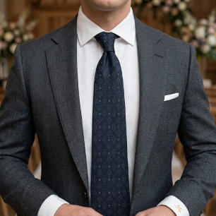 Navy Tonal Medallion Lattice Tie