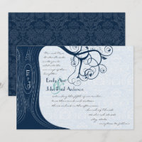 Navy Tree Swirls  Wedding Invitation