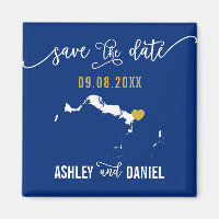 Navy Turks and Caicos Wedding Save the Date Map