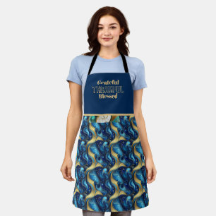Navy Turquoise All-Over Print Apron