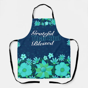Navy Turquoise All-Over Print Apron