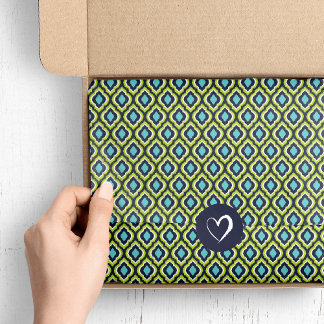 Navy Turquoise and Green Ikat Moroccan Tissue Paper