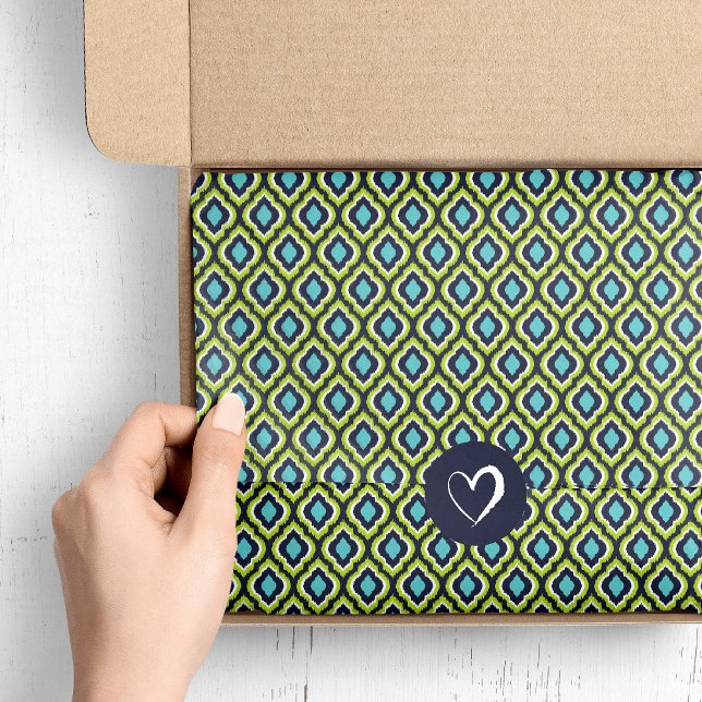 Navy Turquoise and Green Ikat Moroccan Tissue Paper (Creator Uploaded)