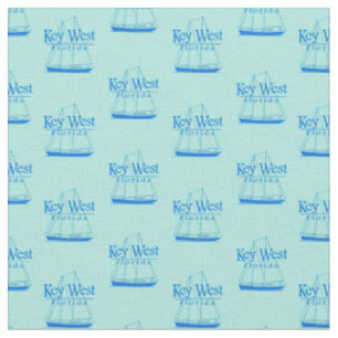 Navy Turquoise Key West Florida Nautical Sailboat Fabric