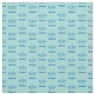 Navy Turquoise Key West Florida Nautical Sailboat Fabric