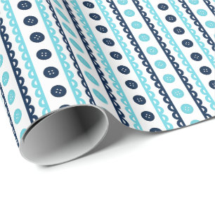Navy Turquoise Preppy Striped Craft & Sewing Room Wrapping Paper