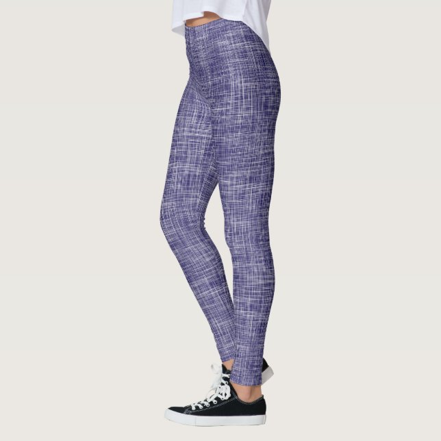 Navy Tweed Linen Pattern  Leggings (Left)