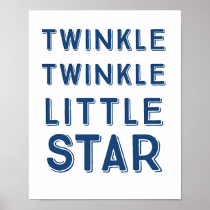 Navy Twinkle Twinkle Little Star   Nursery Art Poster