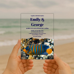 Navy Under the Sea Fish Reef Beach Coastal wedding Acrylic Invitations