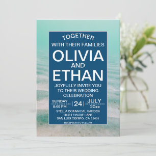 Navy Under The Sea Starfish Turquoise Wedding Invitation