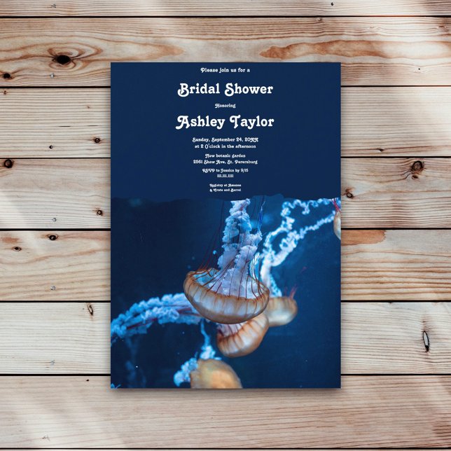 Navy Underwater Jellyfish Nautical Bridal Shower Invitation (Creator Uploaded)