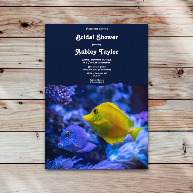 Navy Underwater Sea Fish Coastal Bridal Shower Invitation (Creator Uploaded)