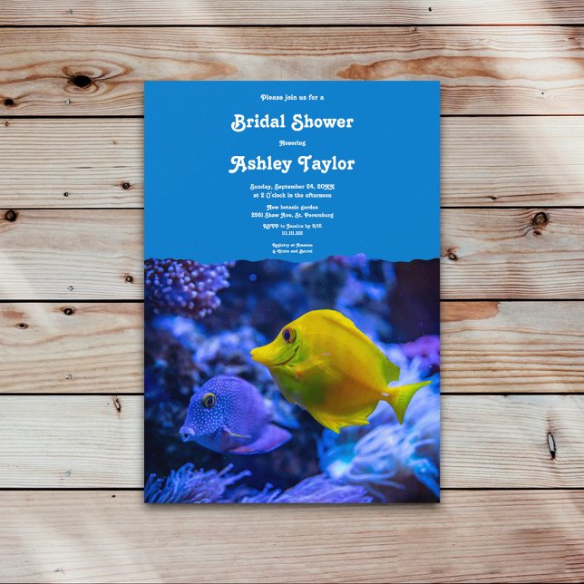 Navy Underwater Sea Fish Summer Bridal Shower Invitation (Creator Uploaded)